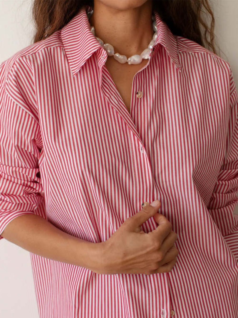 DONNI The Stripe Pop Shirt in Tomato Stripe - Picture 2 of 4